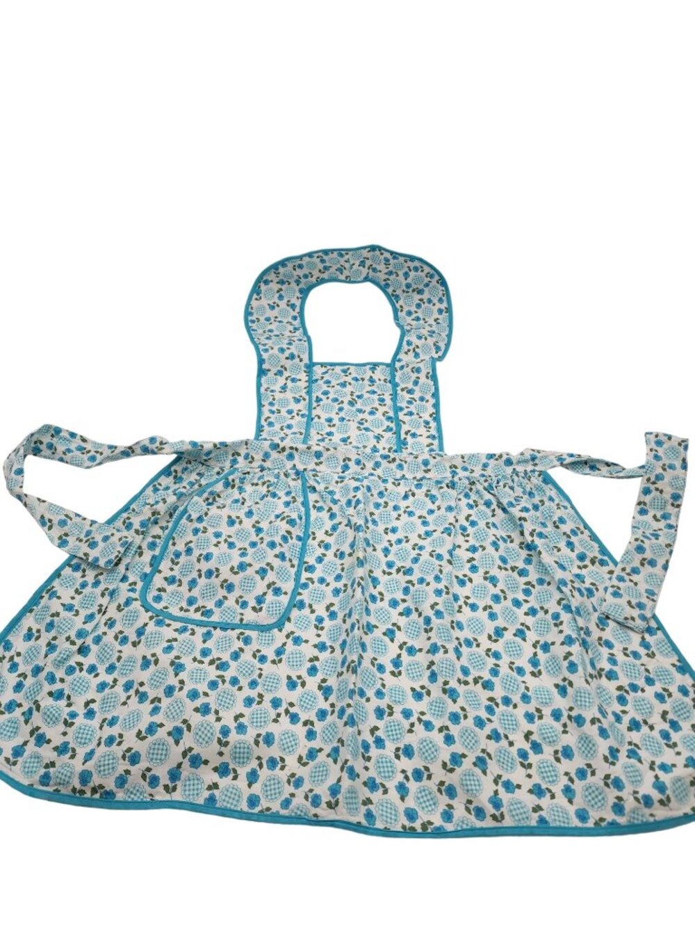 Vintage Kids Handmade Apron 1950s blue floral